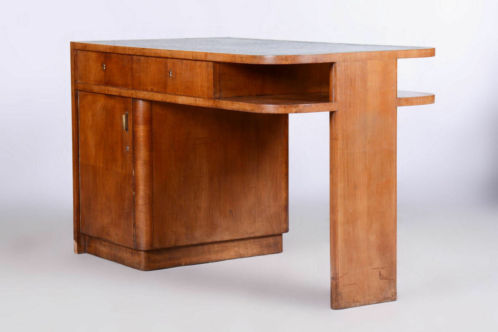 photo furniture Restored Artdeco Cherrytree Writing Desk, J. Halabala, Up Zavody, Czechia, 1930s
