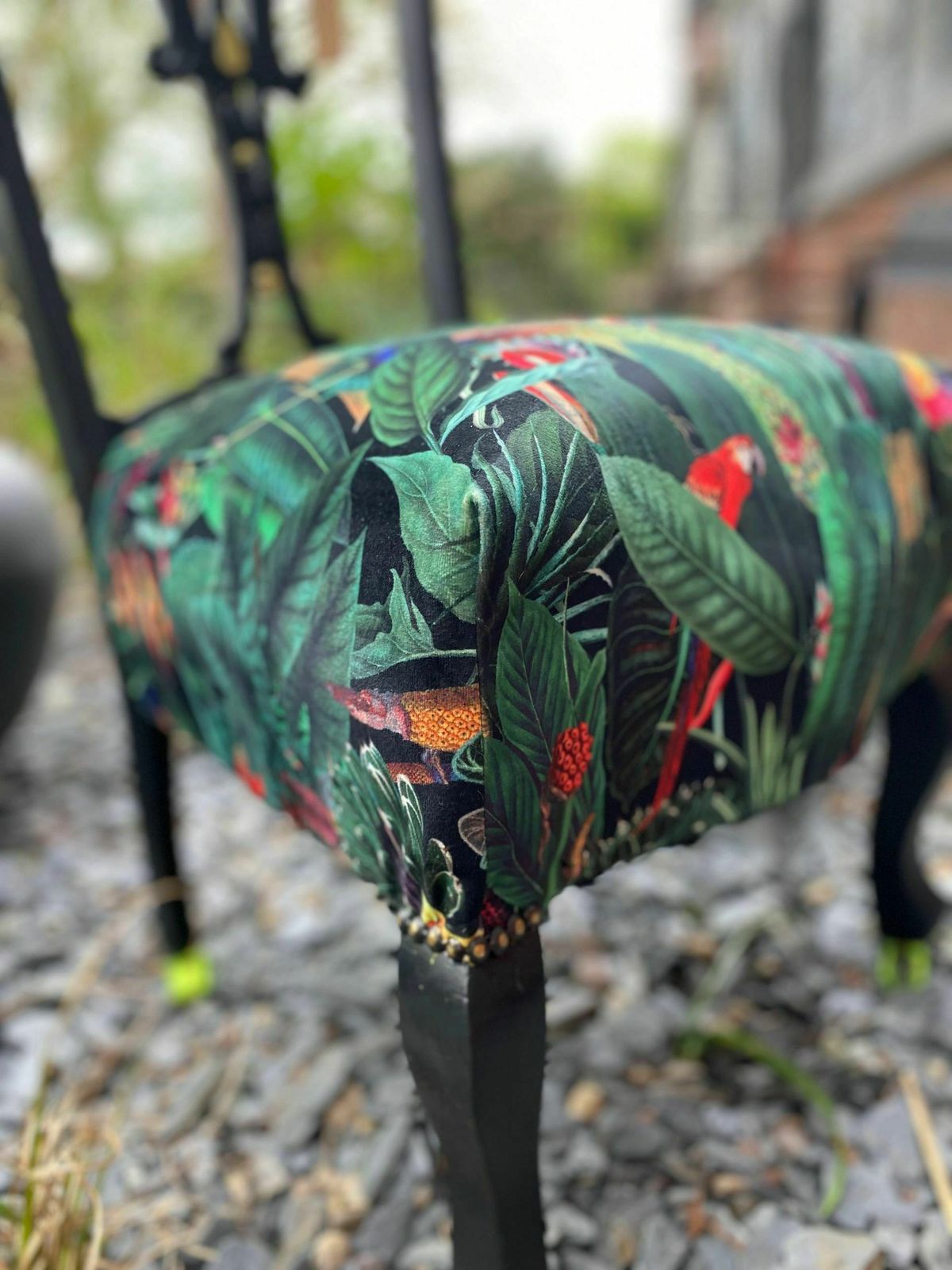 Victorian Nursing Chair Reupholstered In Amazon Jungle Printed Velvet And Detailed With 18ct Gold Leaf photo furniture