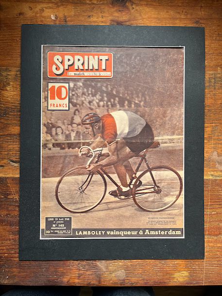 Vintage 1948 Track Cycling Pista Print Jean Jacques Lamboley