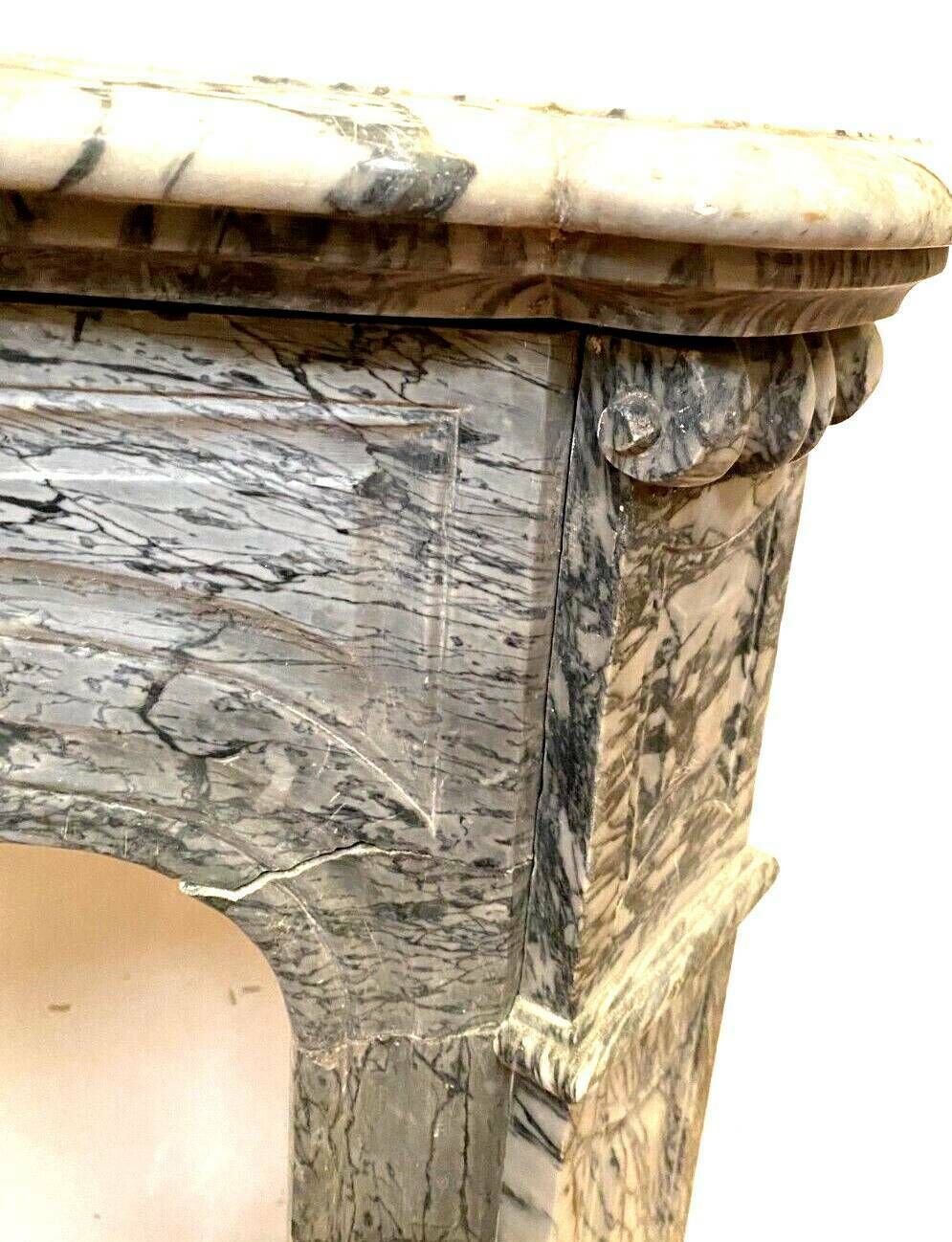 Louis XV Style Fireplace Model Pompadour Blue Marble Turquin XX Century photo buy