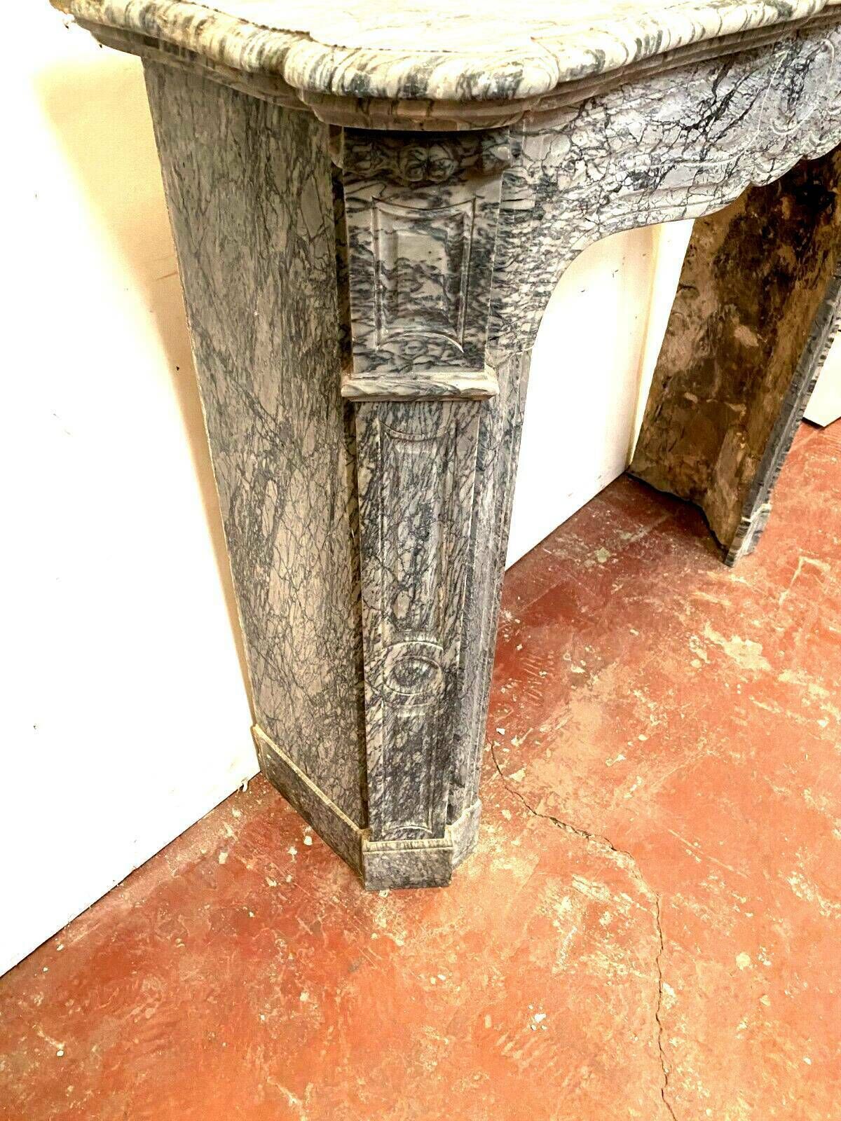 photo furniture Louis XV Style Fireplace Model Pompadour Blue Marble Turquin XX Century