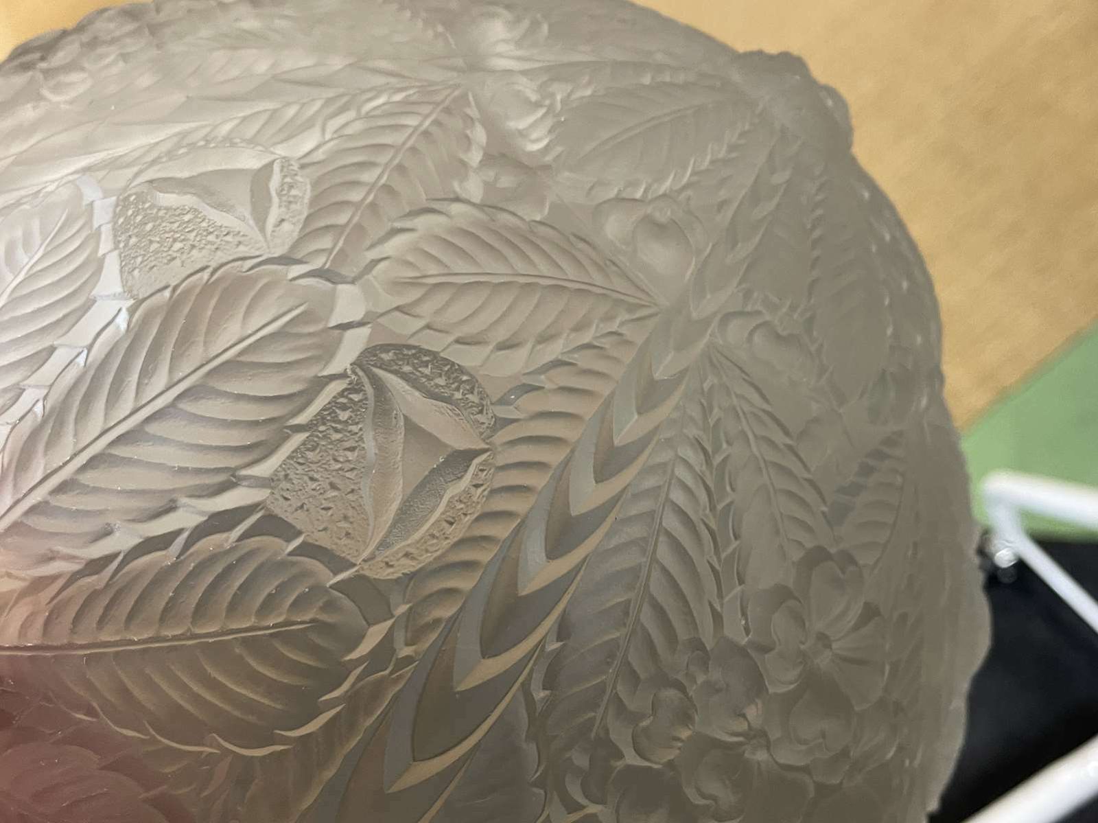 Hanging Lamp In White Glass From The Art Deco Period In The Lalique Style photo vintage