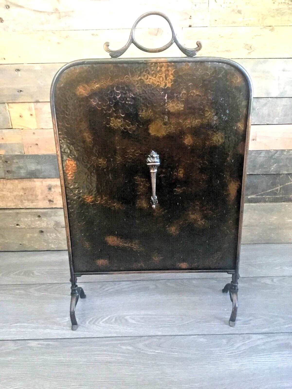 Antique Art Deco Regency Copper Torch Hollywood Fire Guard Screen Country House