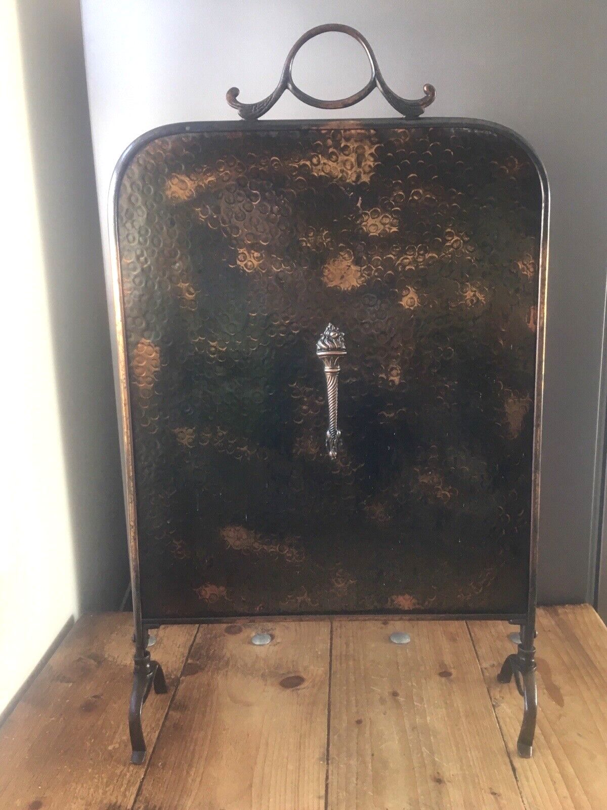 Antique Art Deco Regency Copper Torch Hollywood Fire Guard Screen Country House photo buy