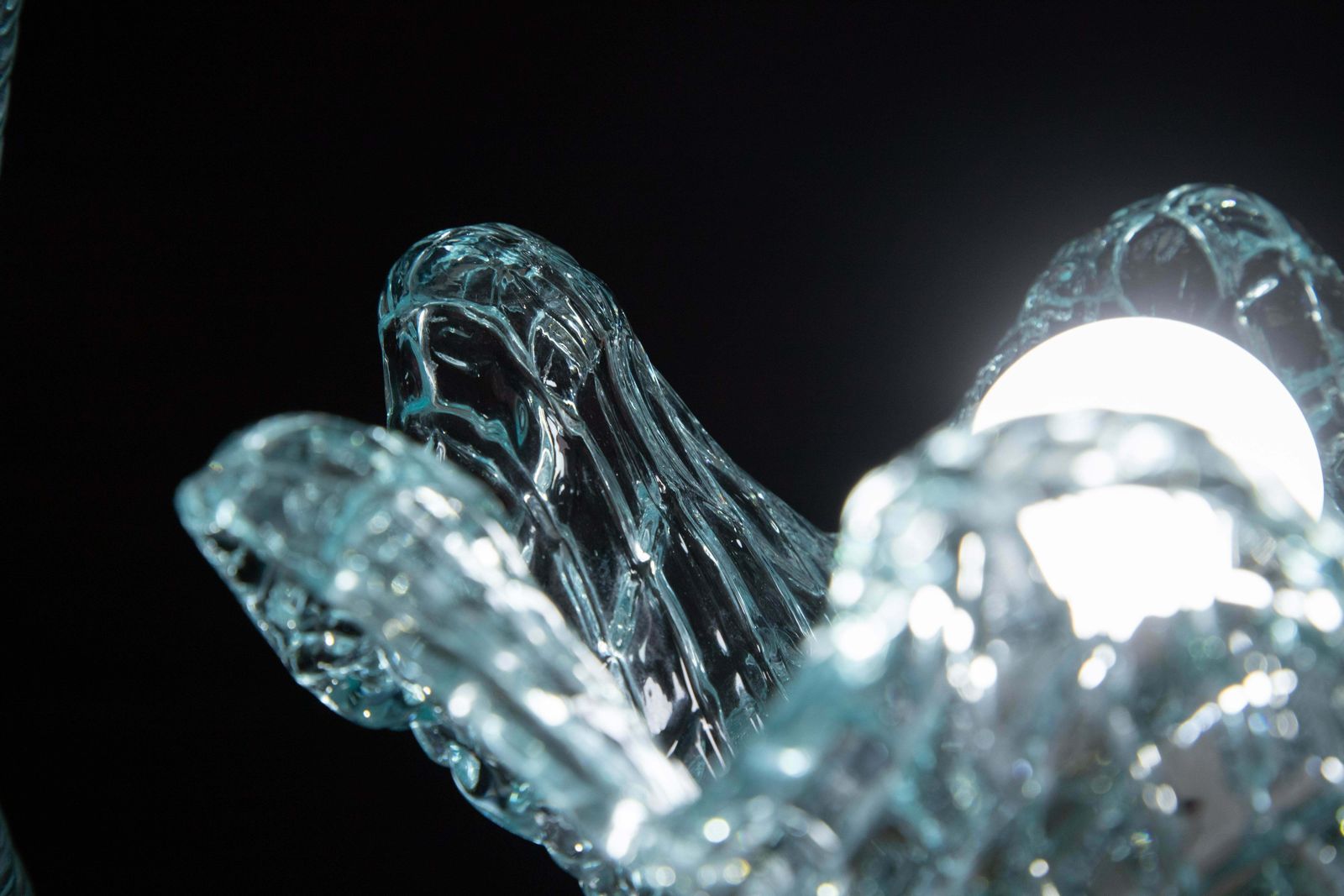 photo for sale Elegant Blue Art Decò Barovier E Toso Pendant Light, Murano Glass, 1940s