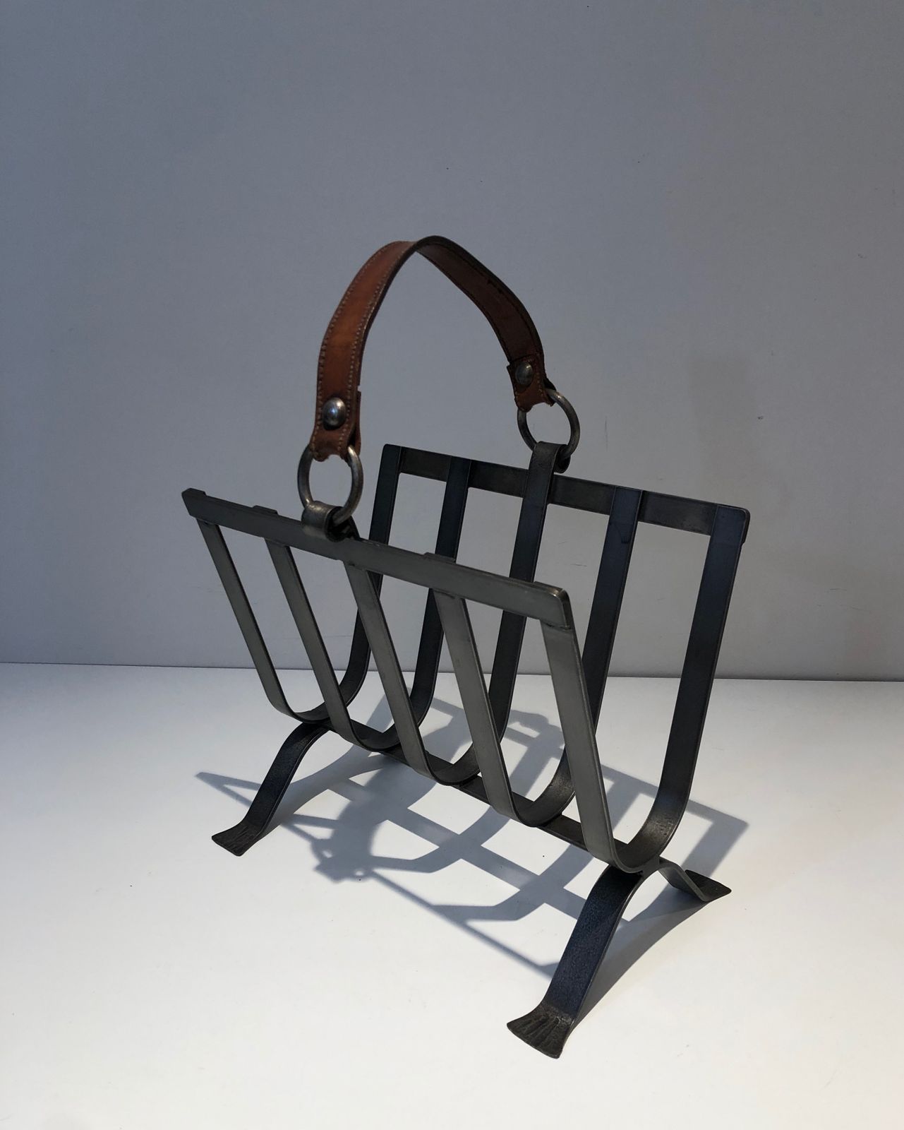 Steel And Leather Magazine Rack photo 950.0