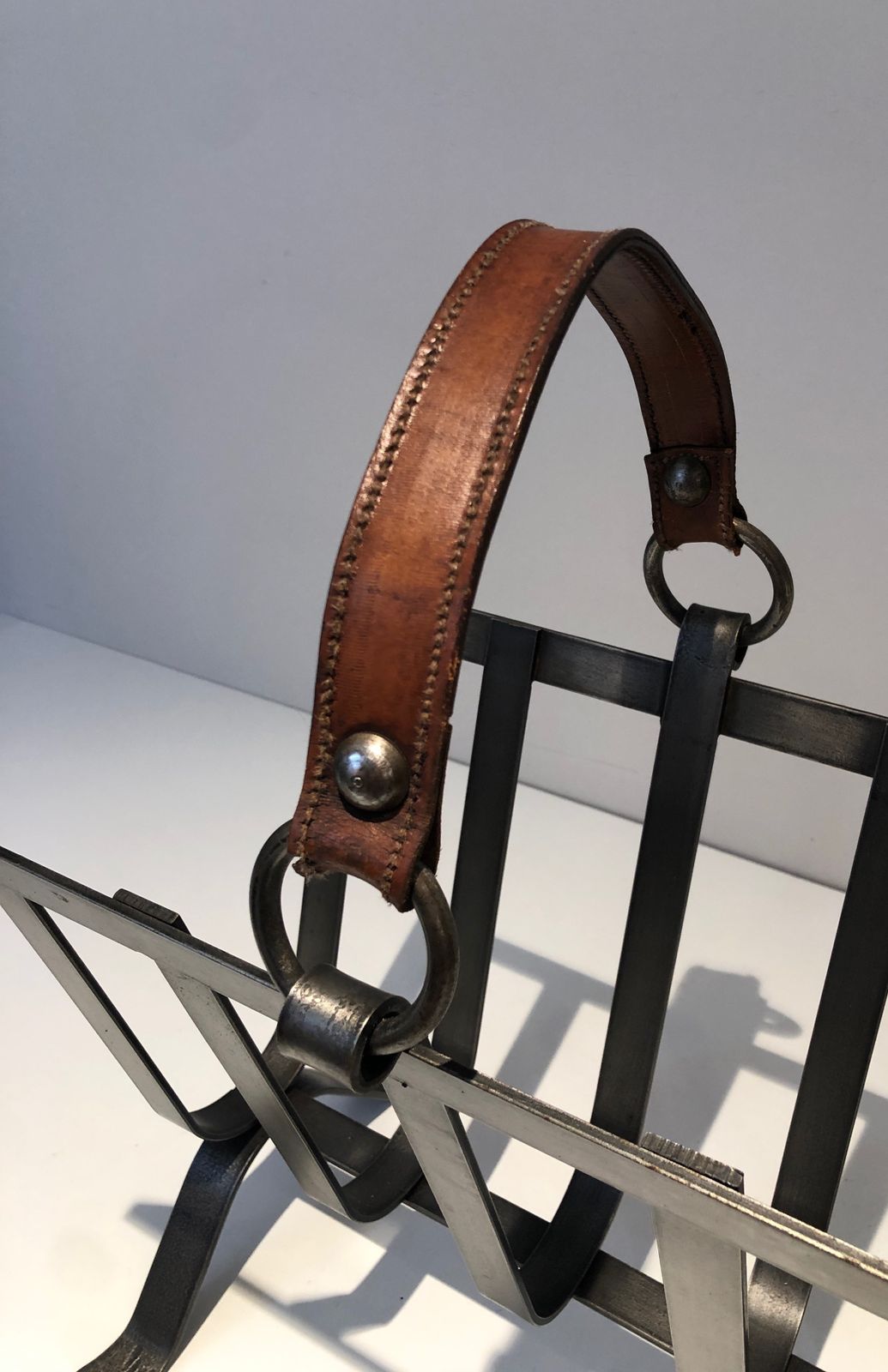 Steel And Leather Magazine Rack photo vinterior