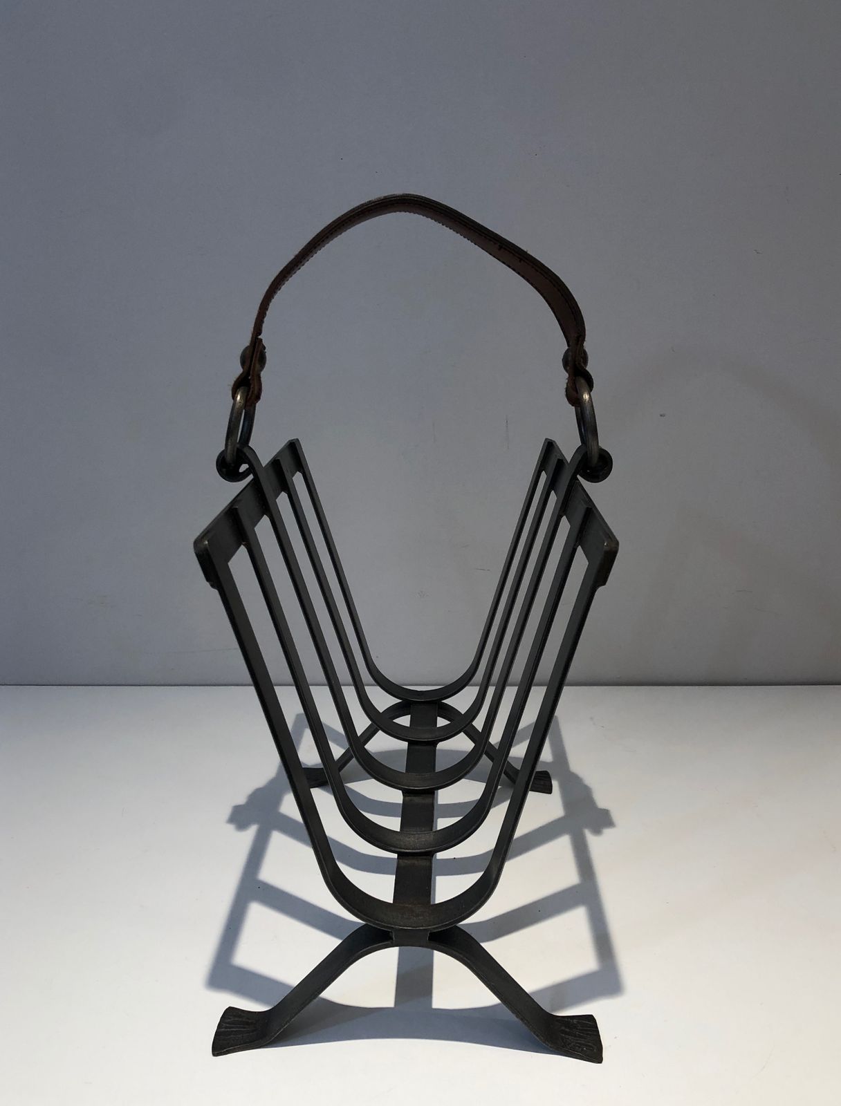 photo for sale Steel And Leather Magazine Rack