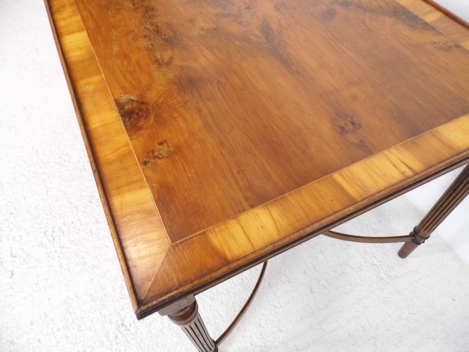 230.0 Antique Style Mahogany And Yew Side Table Reeded Legs Bentwood Stretchers photo