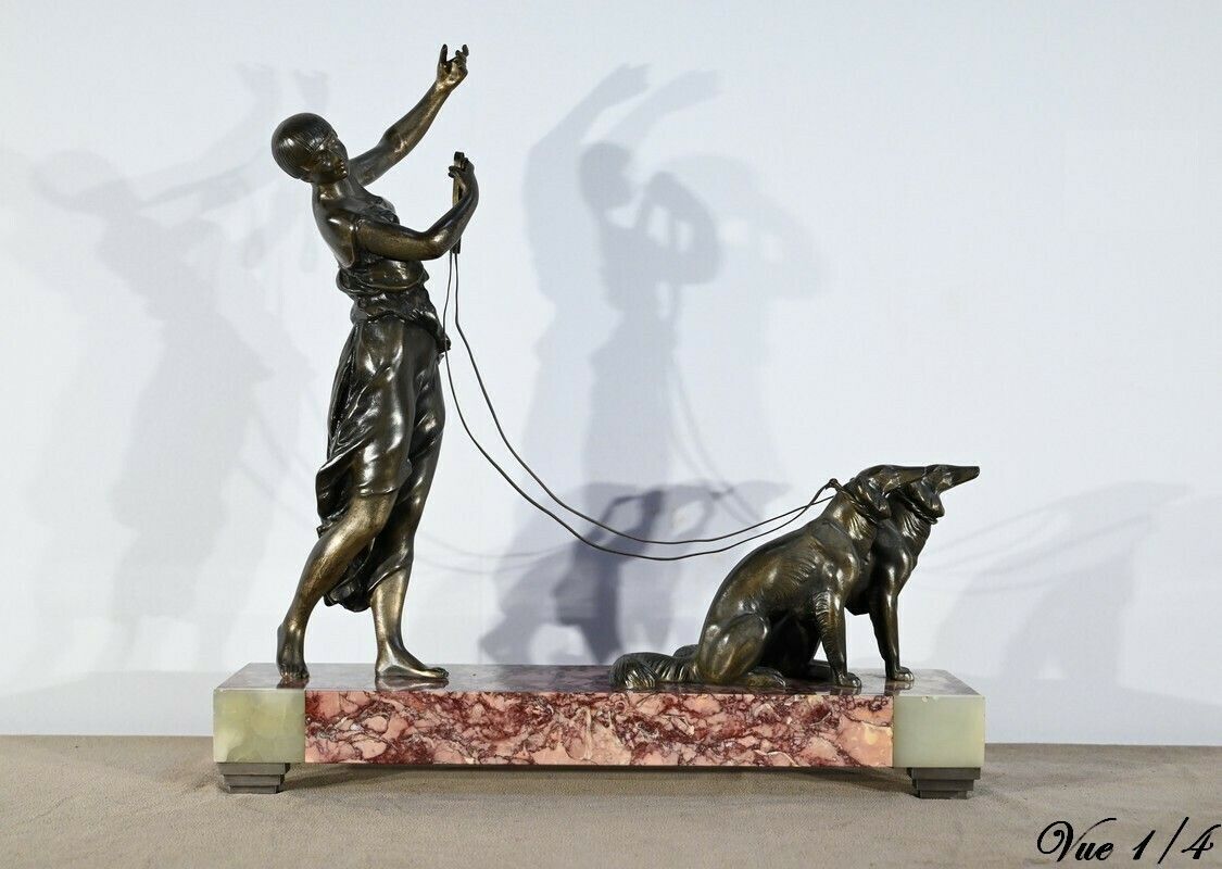 Spelter And Marble Sculpture, Art Deco – Early 20th Century photo Home Decor