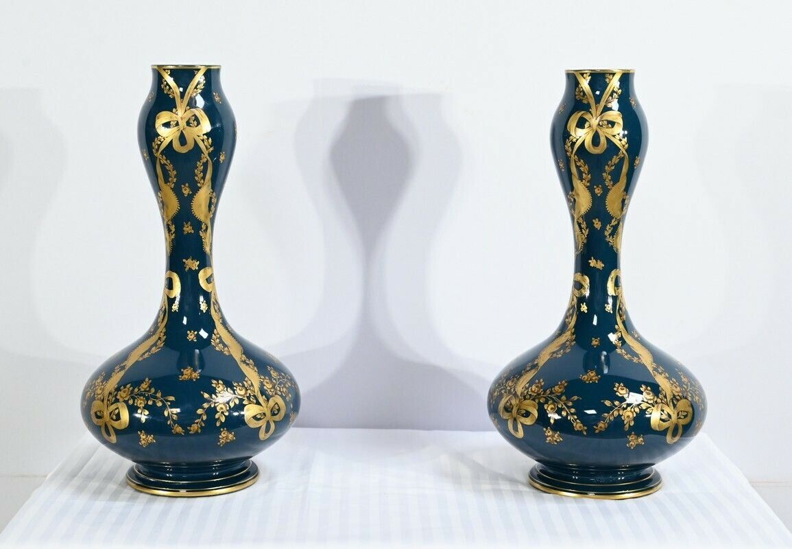 Pair Of Gien Ceramic Vases   Late 19th Century