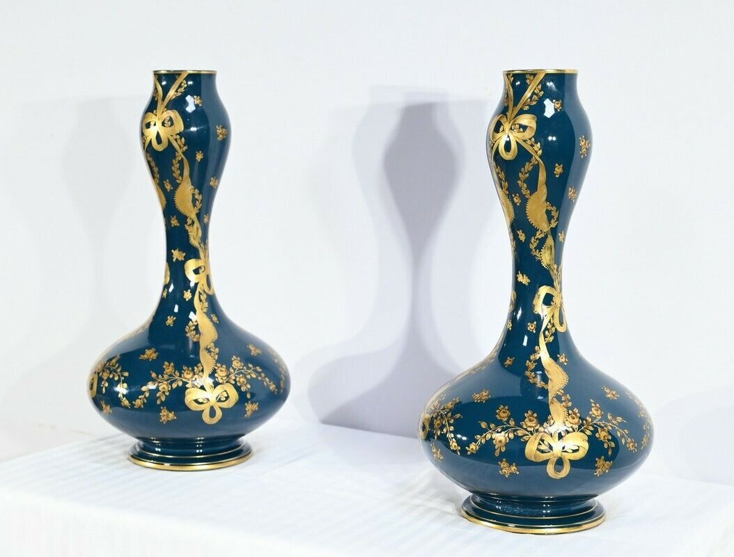 Pair Of Gien Ceramic Vases   Late 19th Century photo Home Decor