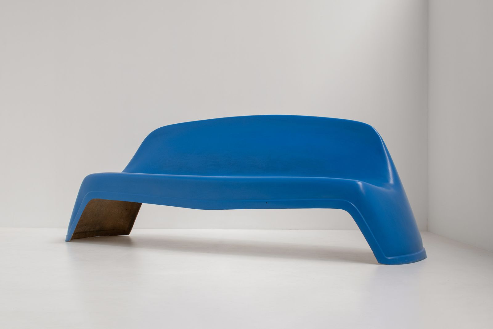 Blue Fiberglass Bench By Walter Papst For Wilkhahn, Germany, 1960s