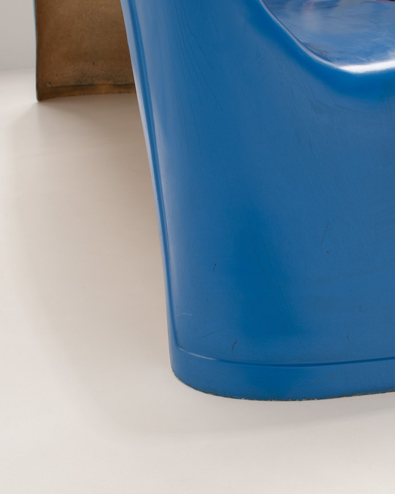 Blue Fiberglass Bench By Walter Papst For Wilkhahn, Germany, 1960s photo vinterior