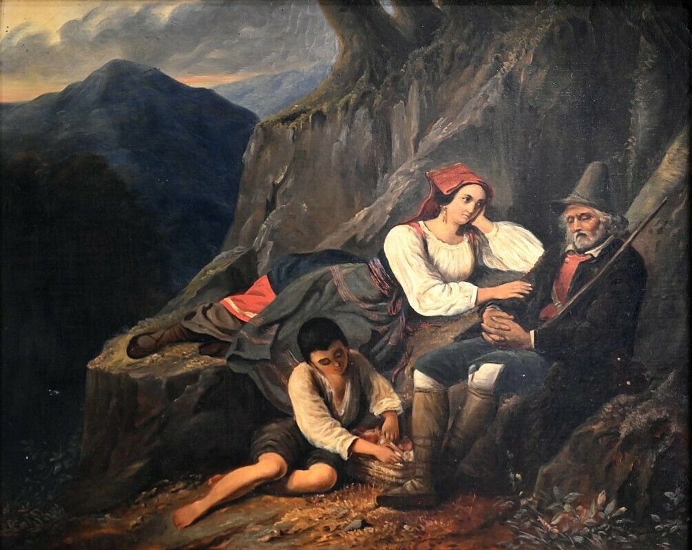 Oil On Canvas, 19th Century School – Mid 19th Century photo Art