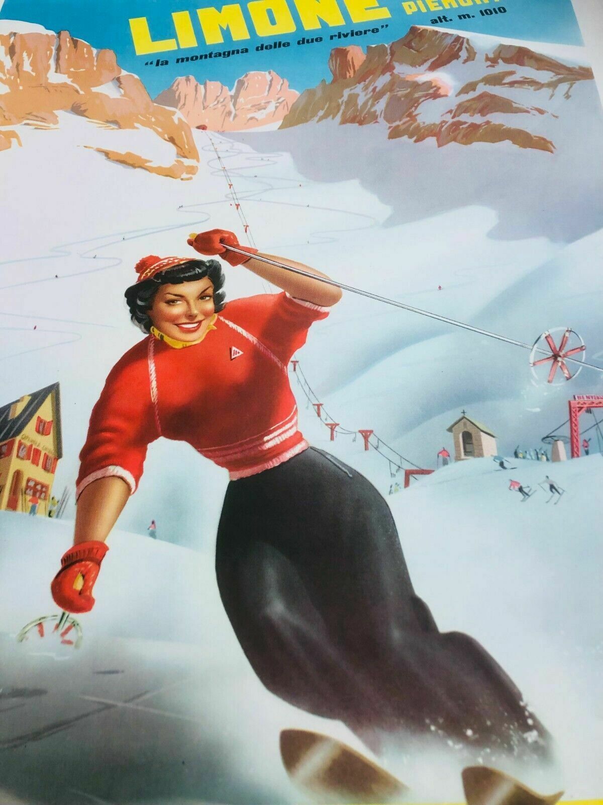 photo for sale Carlo Prandoni, 1947   Limone Piemonte   Original Vintage Affiche Linen Backed