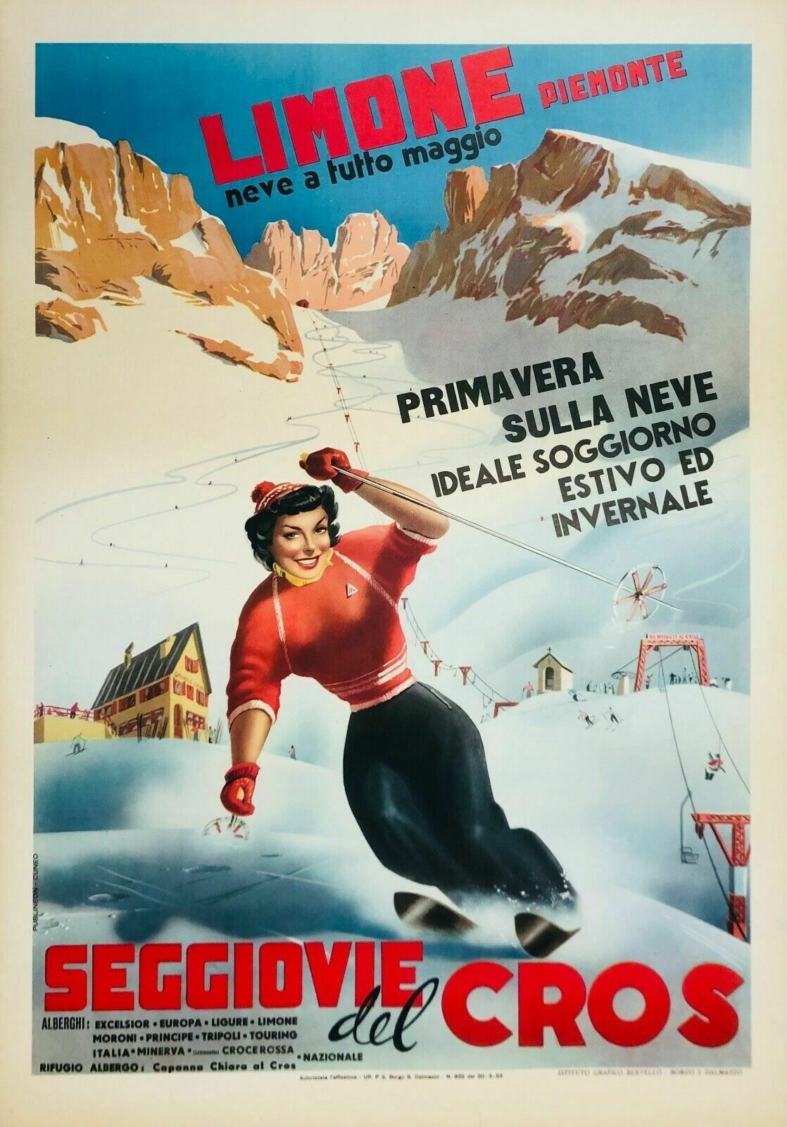 Carlo Prandoni, 1953   Piedmont Lemon   Original Vintage Affiche Linen Backed