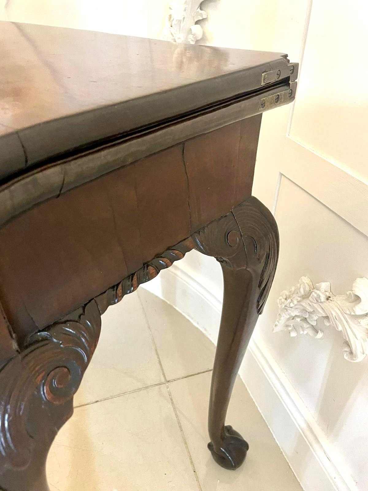 Superb Quality Antique Irish Carved Mahogany Card Table photo furniture