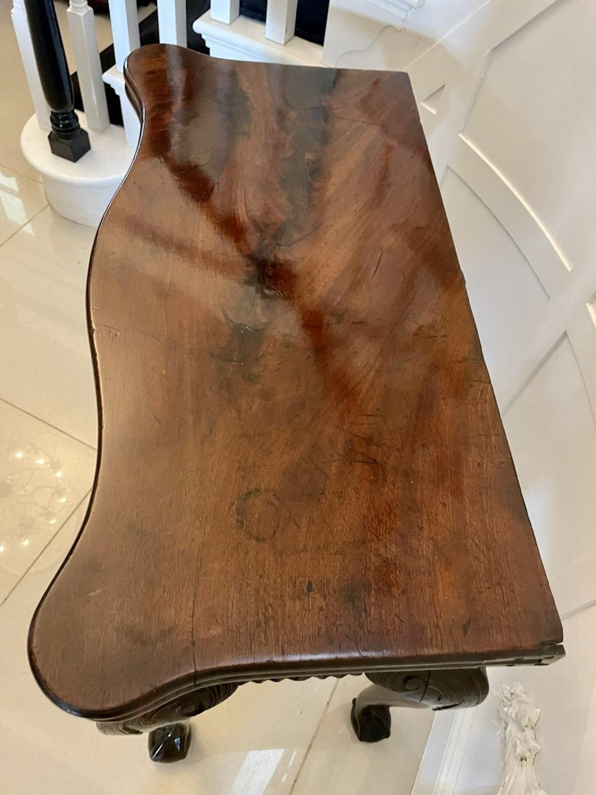 Superb Quality Antique Irish Carved Mahogany Card Table photo 3495.0