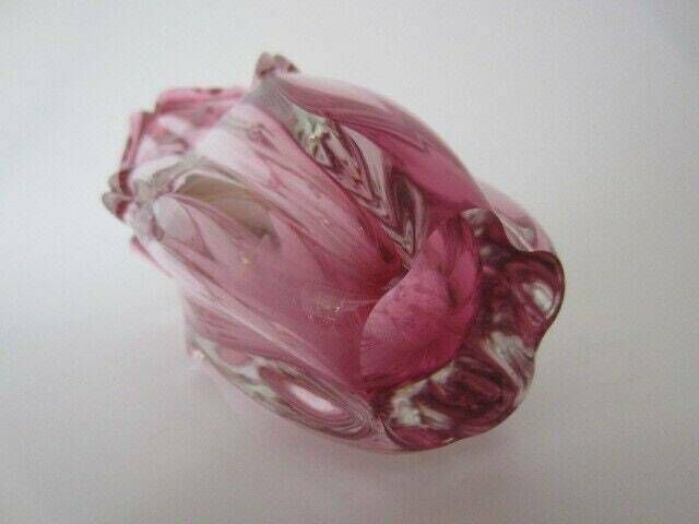 Decorative Czech Sommerso Pink Chribska Art Glass Tulip Bud Vase photo vintage