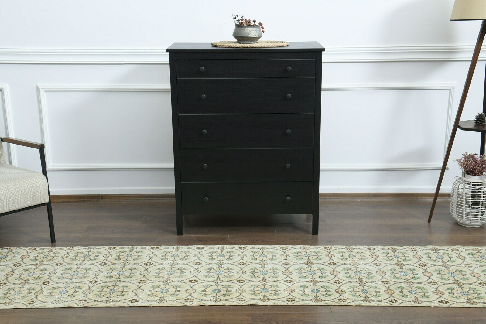 2x11 Turkish Vintage Runner, Neutral Handmade Wool Rug, Floral Kitchen Hallway Rugs, Farmhouse Decor, One Of A Kind Anatolian Rug Runner photo buy