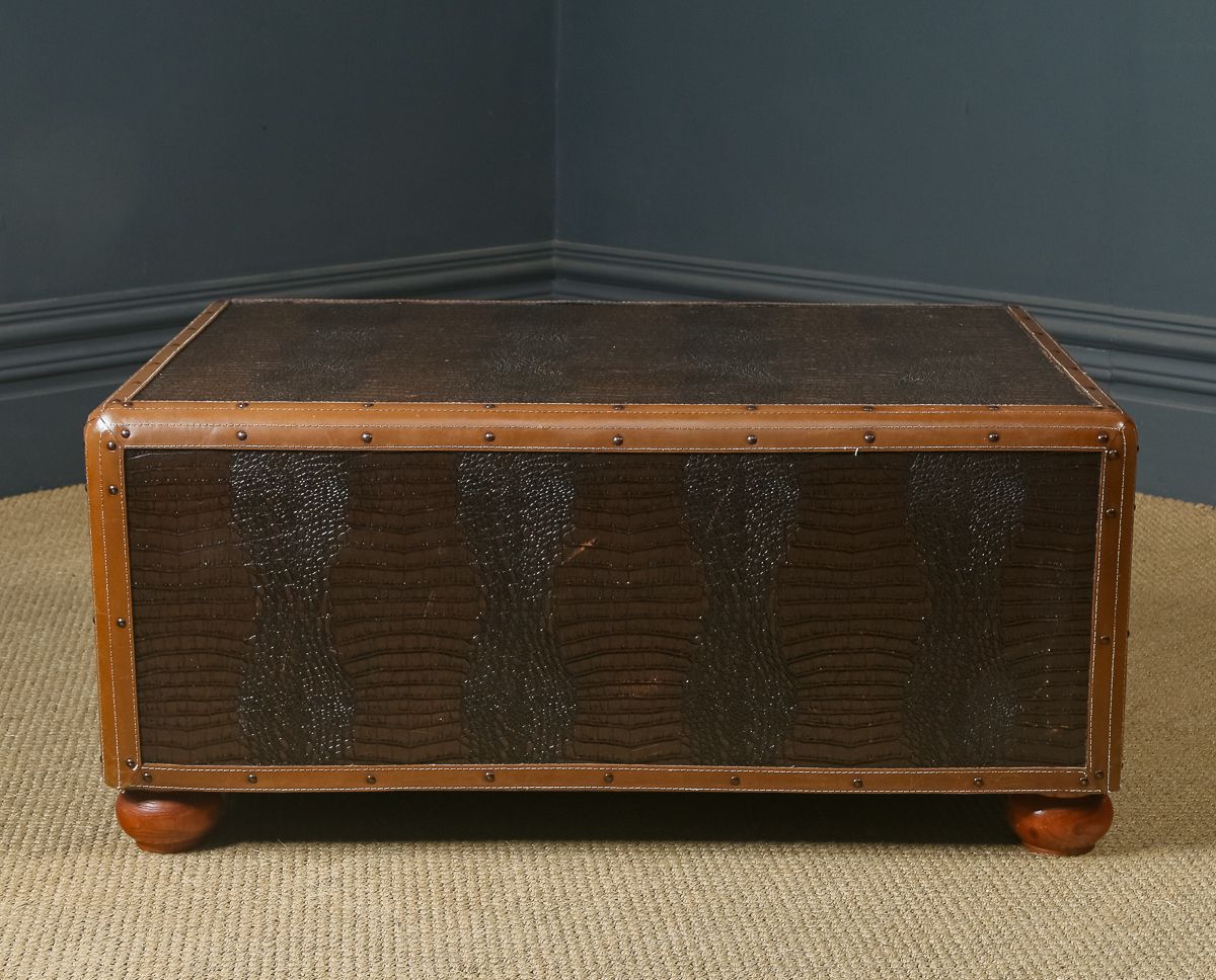 Vintage English Brown Leather Suitcase Shaped Coffee Table (Circa 1980) photo 1195.0