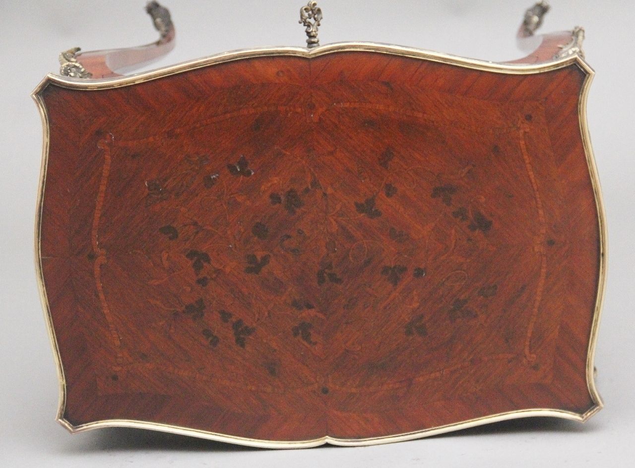 A Freestanding 19th Century French Kingwood And Marquetry Side Table photo vintage