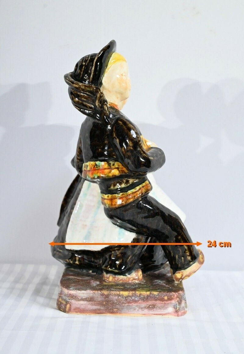 photo vintage Earthenware Sculpture, Signed Bel Delcourt, Hb Henriot – 1960