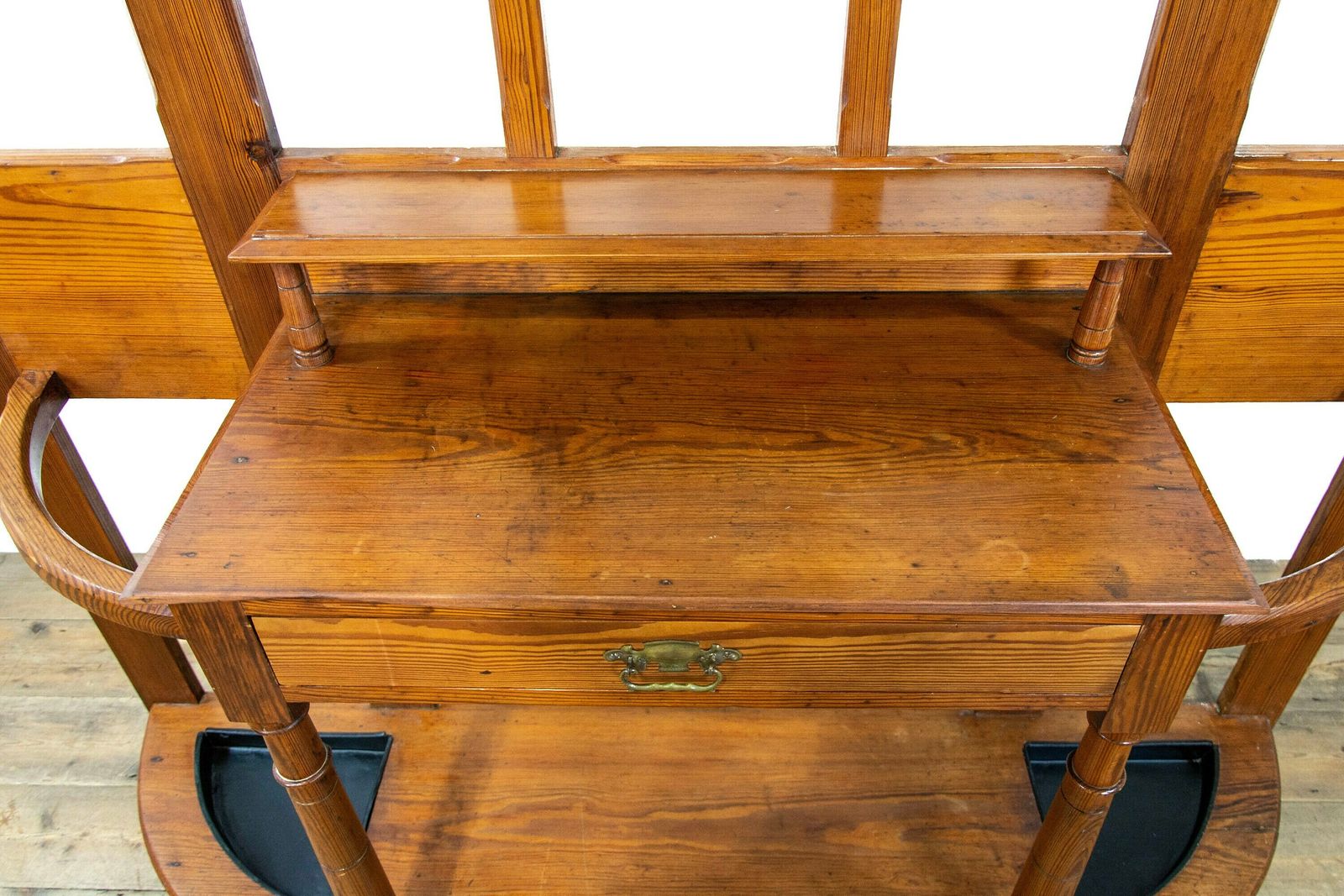 Large Antique Pitch Pine Hall Stand | Entrance Hall Stick Stand | Antique Hallway Storage (M 3716) photo 795.0