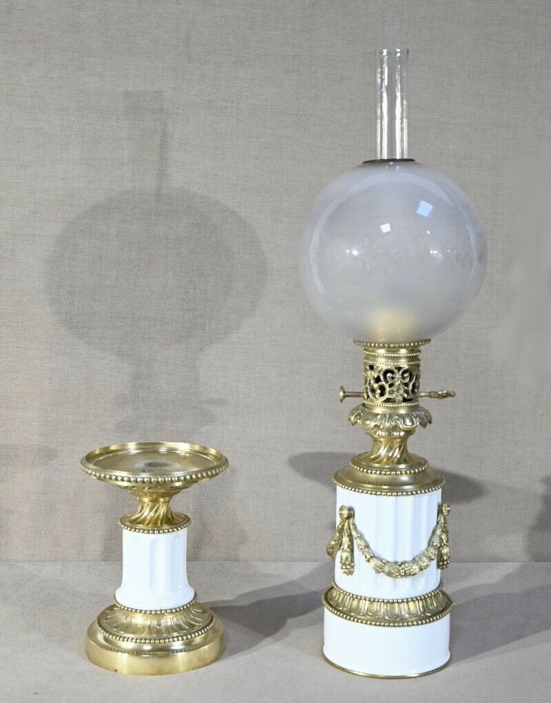 Ceramic Oil Lamp, Napoleon III Period   Mid 19th Century photo 1781.9