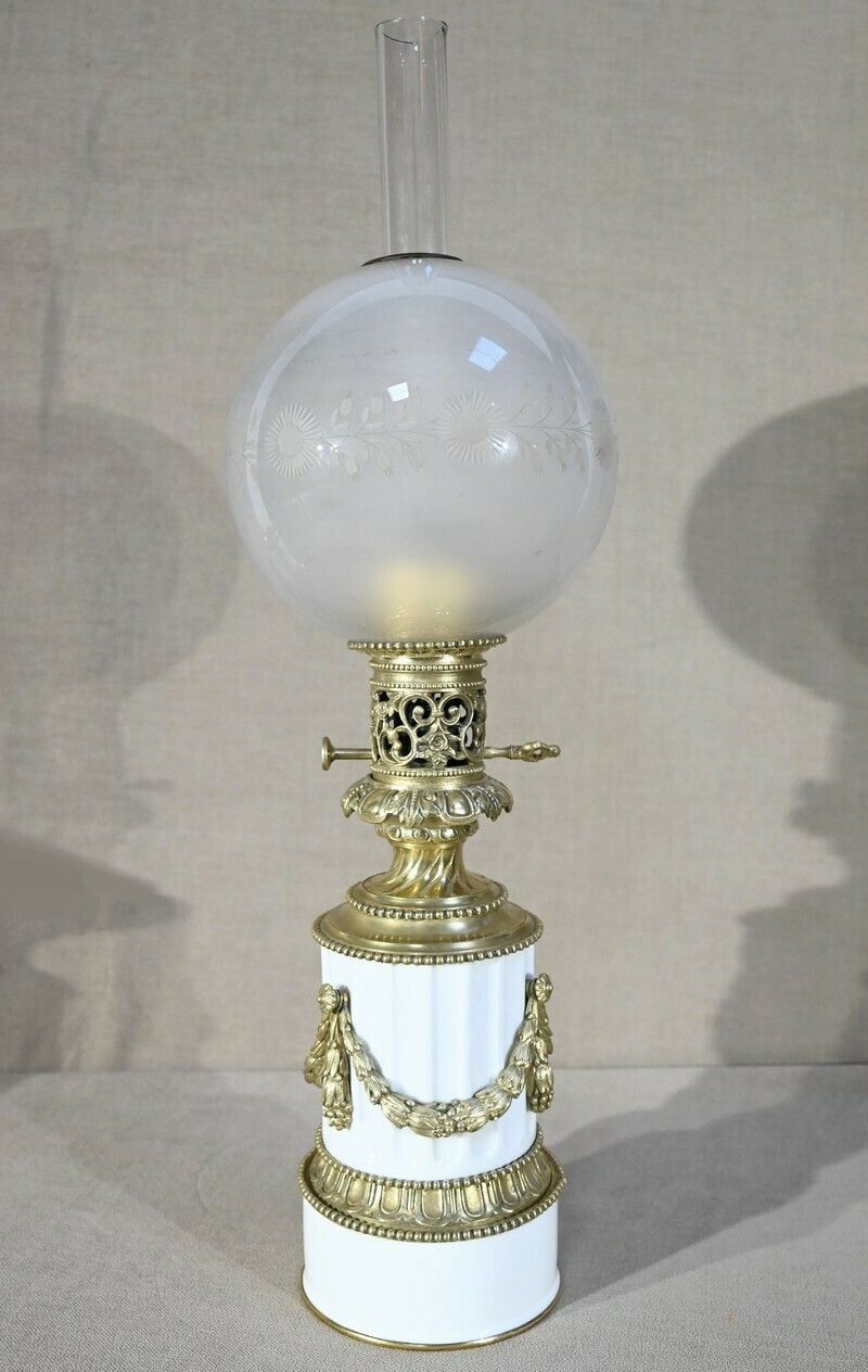 Ceramic Oil Lamp, Napoleon III Period   Mid 19th Century photo vinterior