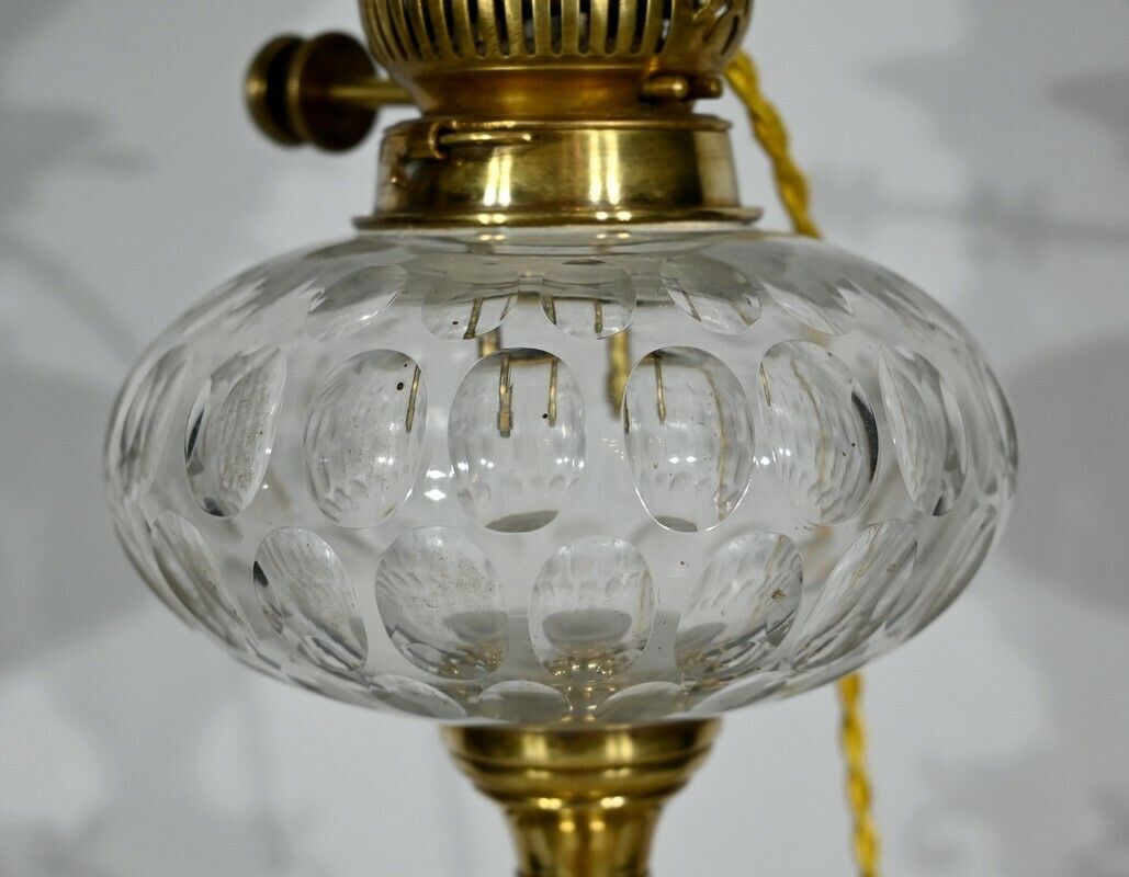 photo furniture Important Electrified Oil Lamp In Brass And Onyx   Late 19th Century