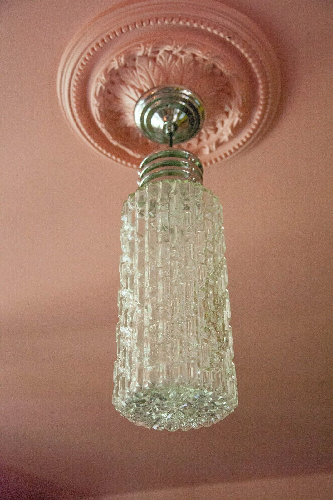 Vintage Cylindrical Glass And Chrome Metal Suspension, Ceiling Lamp, Interior Decoration, Pendant Light photo buy