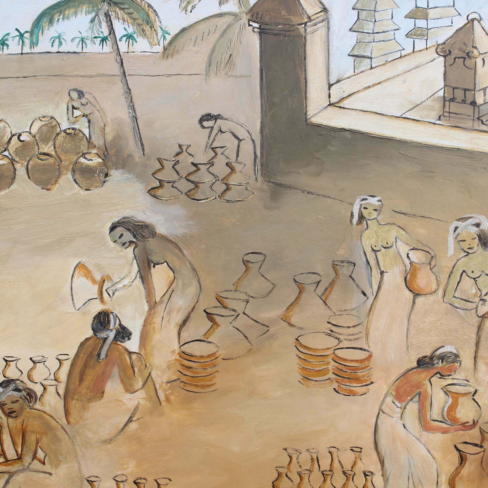 Balinese Pottery Market' By Régine Van Den Broek D'obrenan (1931) photo vintage