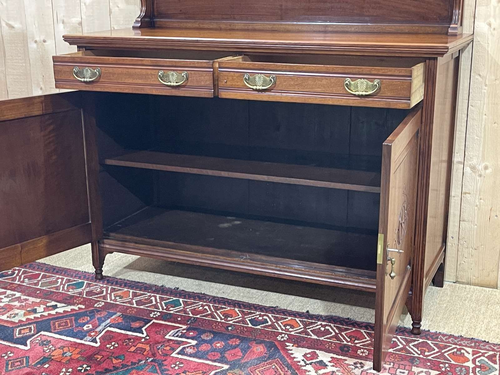 1360.0 Early 20th Century English Art Nouveau Mahogany Sideboard photo
