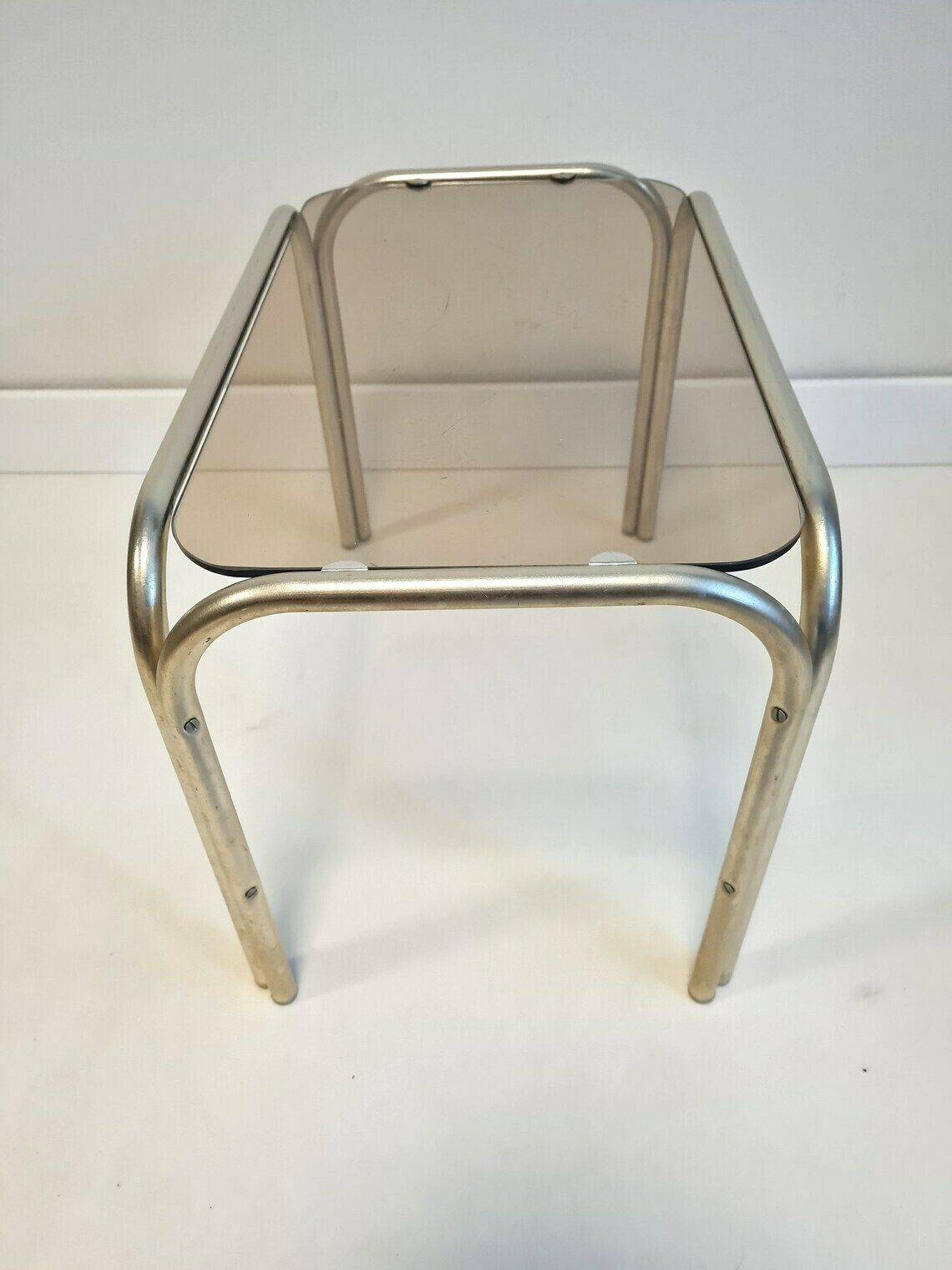 Vintage Modern Mid Century Table With Smoked Glass photo Furniture