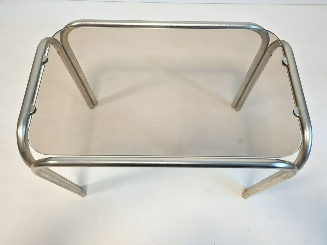 Vintage Modern Mid Century Table With Smoked Glass photo vintage