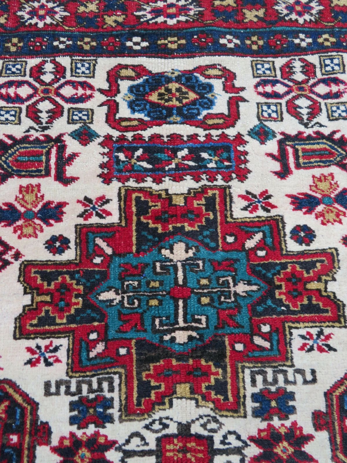 photo for sale Antique Caucasian Erivan Armenian Rug. Plethora Of Tribal Motifs Including Snakes. 152cm X 112cm.