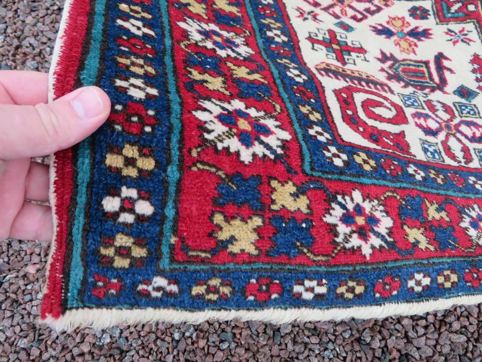 Textiles Antique Caucasian Erivan Armenian Rug. Plethora Of Tribal Motifs Including Snakes. 152cm X 112cm. photo