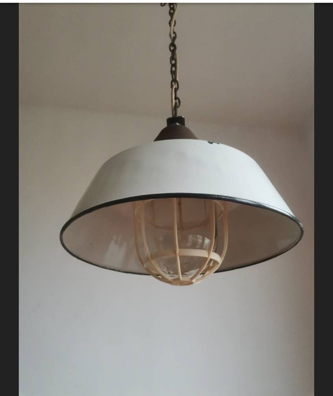 photo buy Industrial White Factory Cow Shed Hungarian Pendant Large Lamp Lighting Kitchen