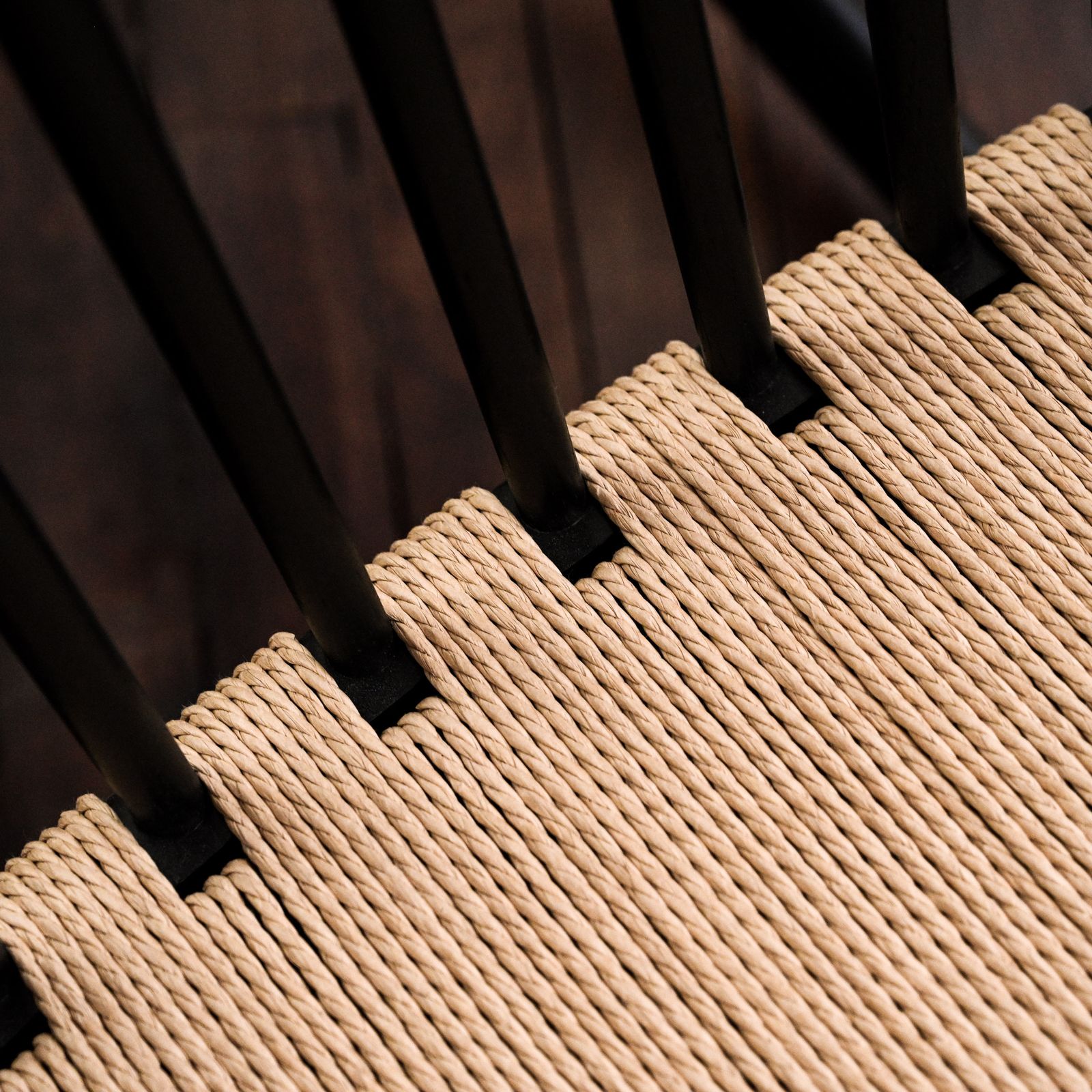photo furniture J16 Rocking Chair In Black Lacquered Oak And Natural Paper Yarn