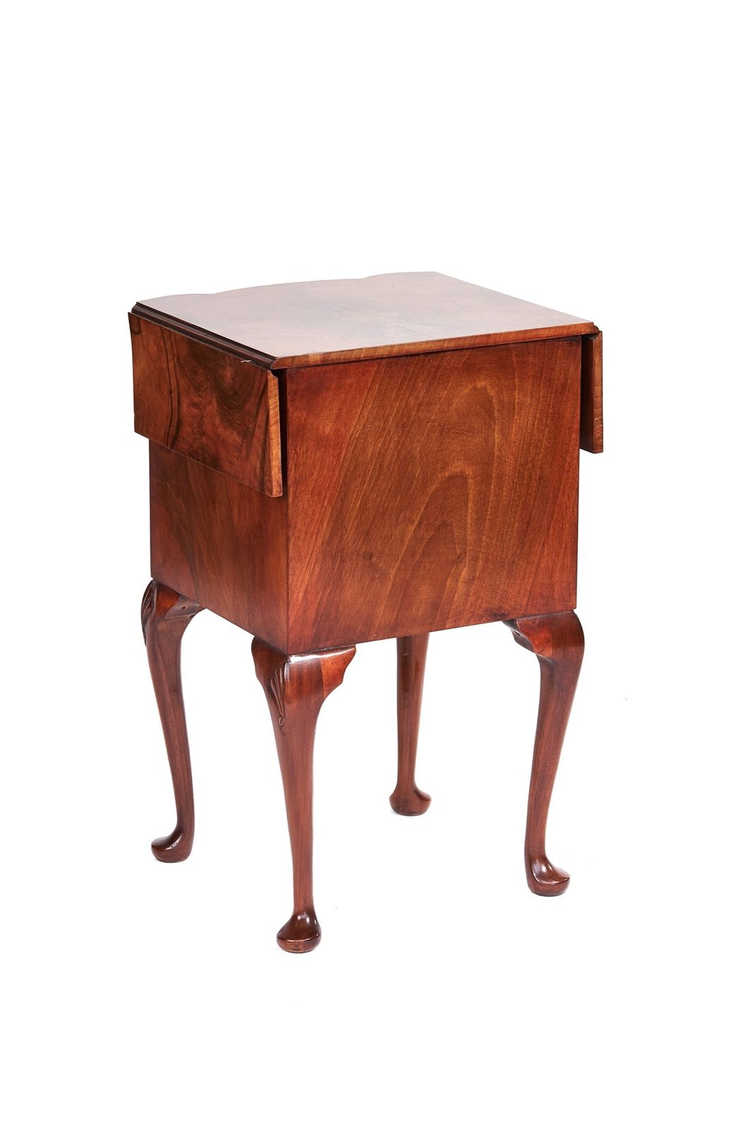 Burr Walnut Georgian Style 3 Drawer Drop Leaf Chest Circa 1930s photo for sale