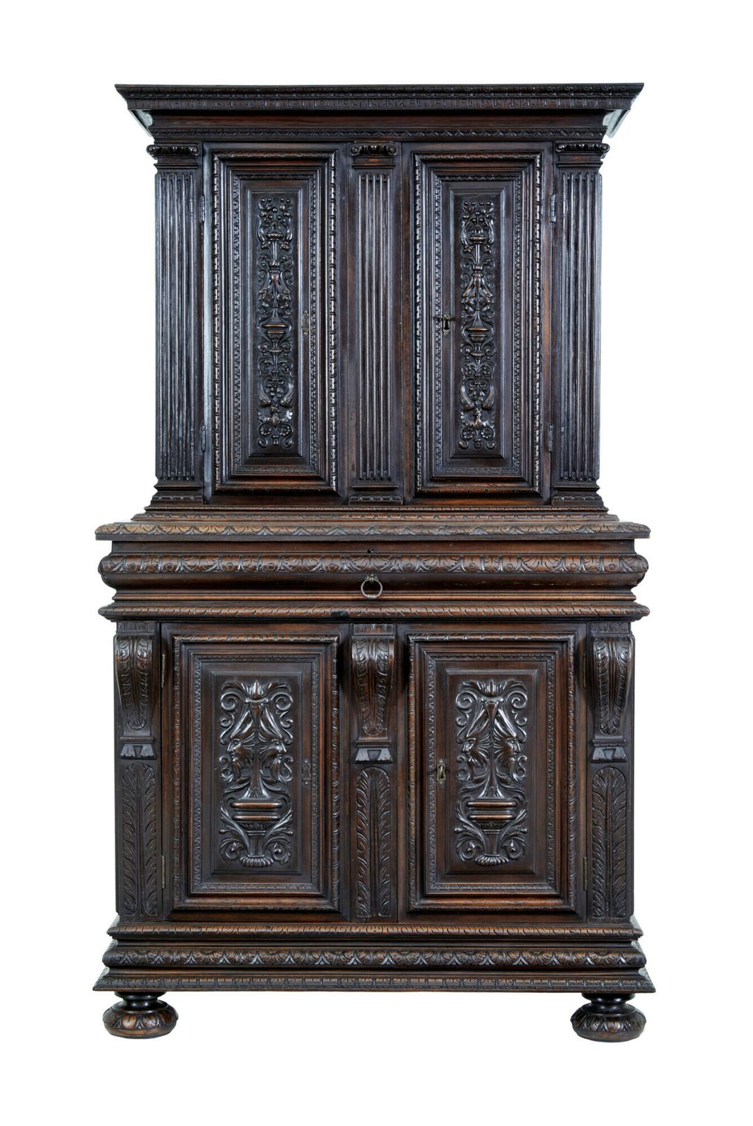 Mid 19th Century Profusely Carved French Walnut Cabinet photo vintage