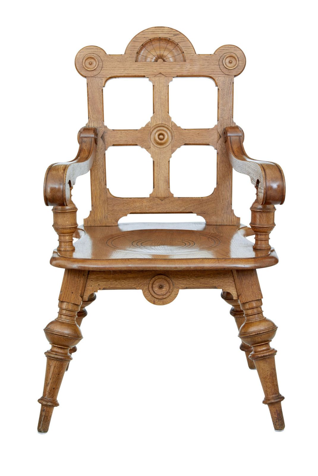 photo for sale Late 19th Century Carved Oak Arts And Crafts Armchair