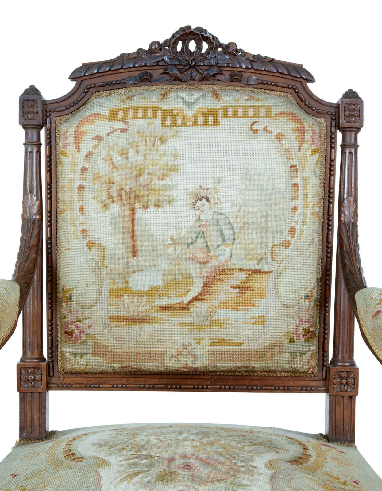 19th Century French Carved Walnut Tapestry Armchairs photo 2475.0