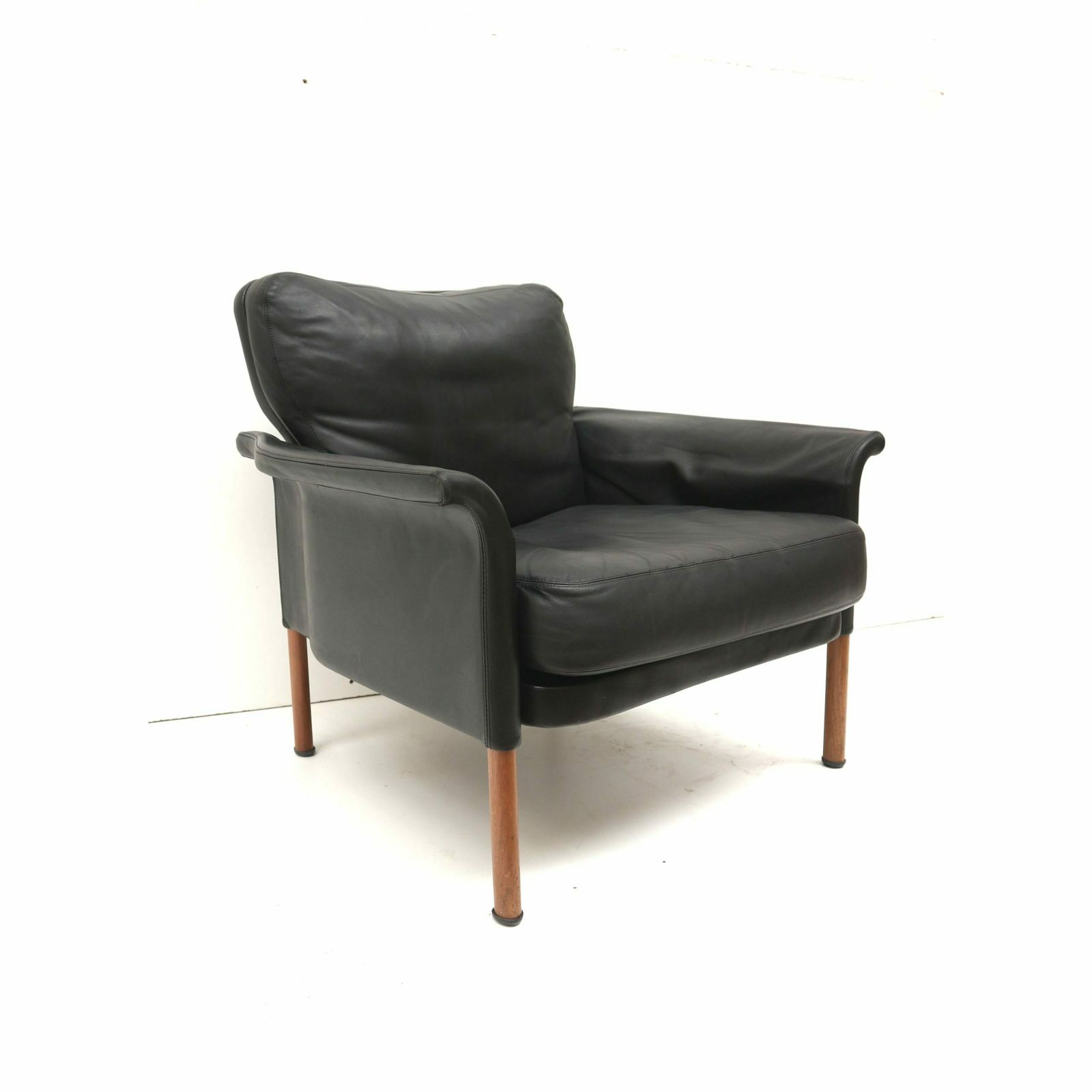 Black Leather Danish Design Leather Armchair Designed By Hans Olsen From The 1960s photo Furniture
