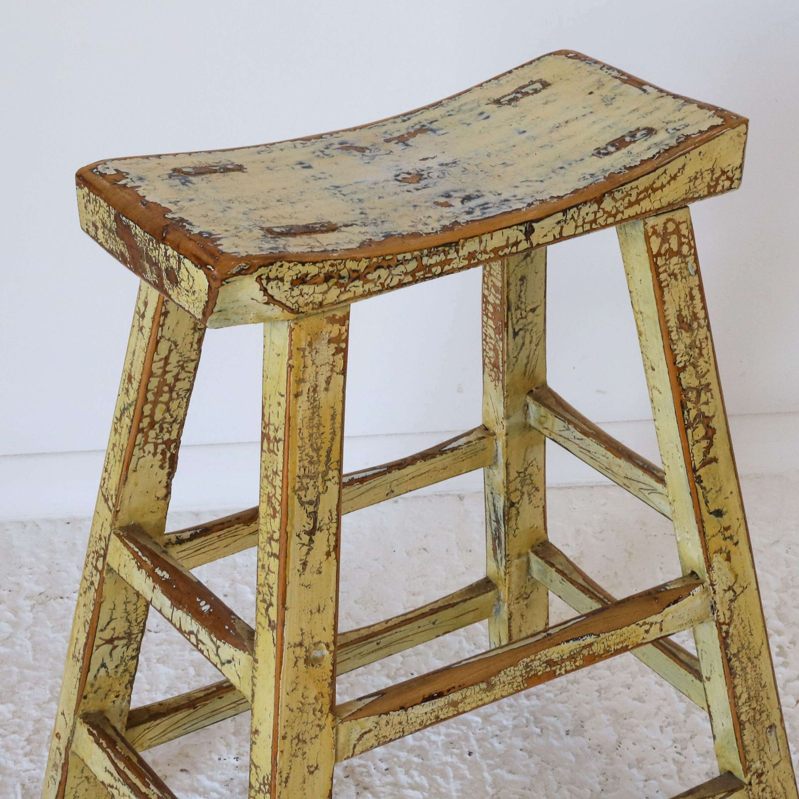 Chinese C1900 Original Finish Lacquered Elm Stool photo for sale