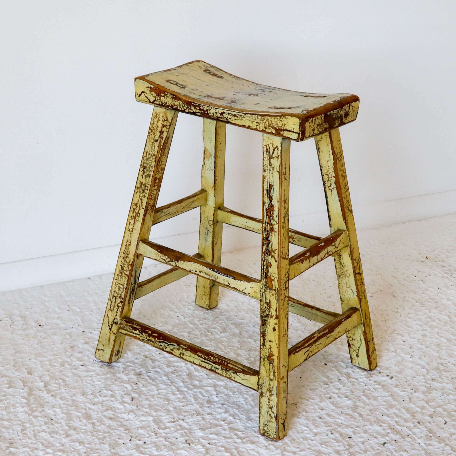 Chinese C1900 Original Finish Lacquered Elm Stool photo buy