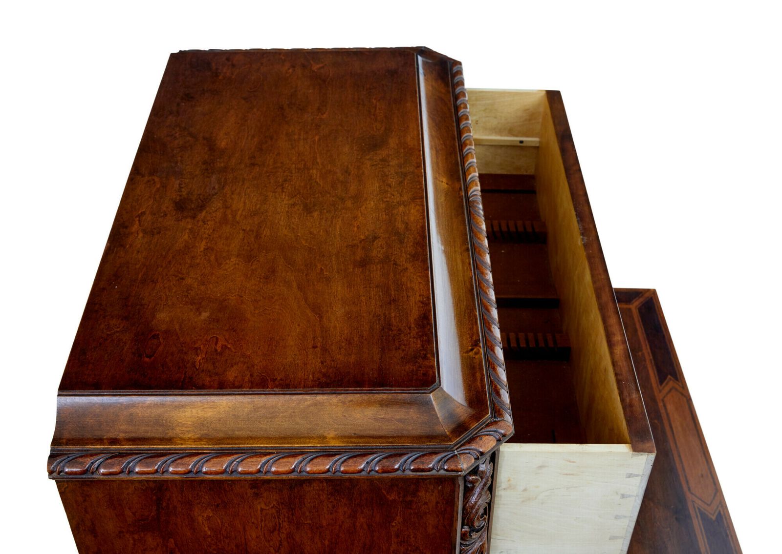 Mid 20th Century Rococo Revival Carved Walnut Chest Of Drawers photo for sale