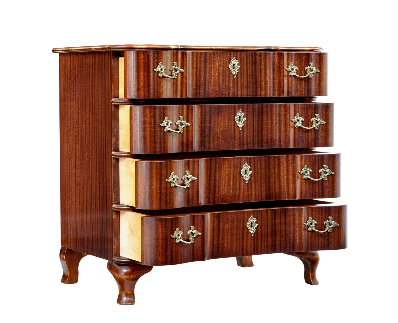Scandinavian Mid Century Baroque Revival Chest Of Drawers photo vintage